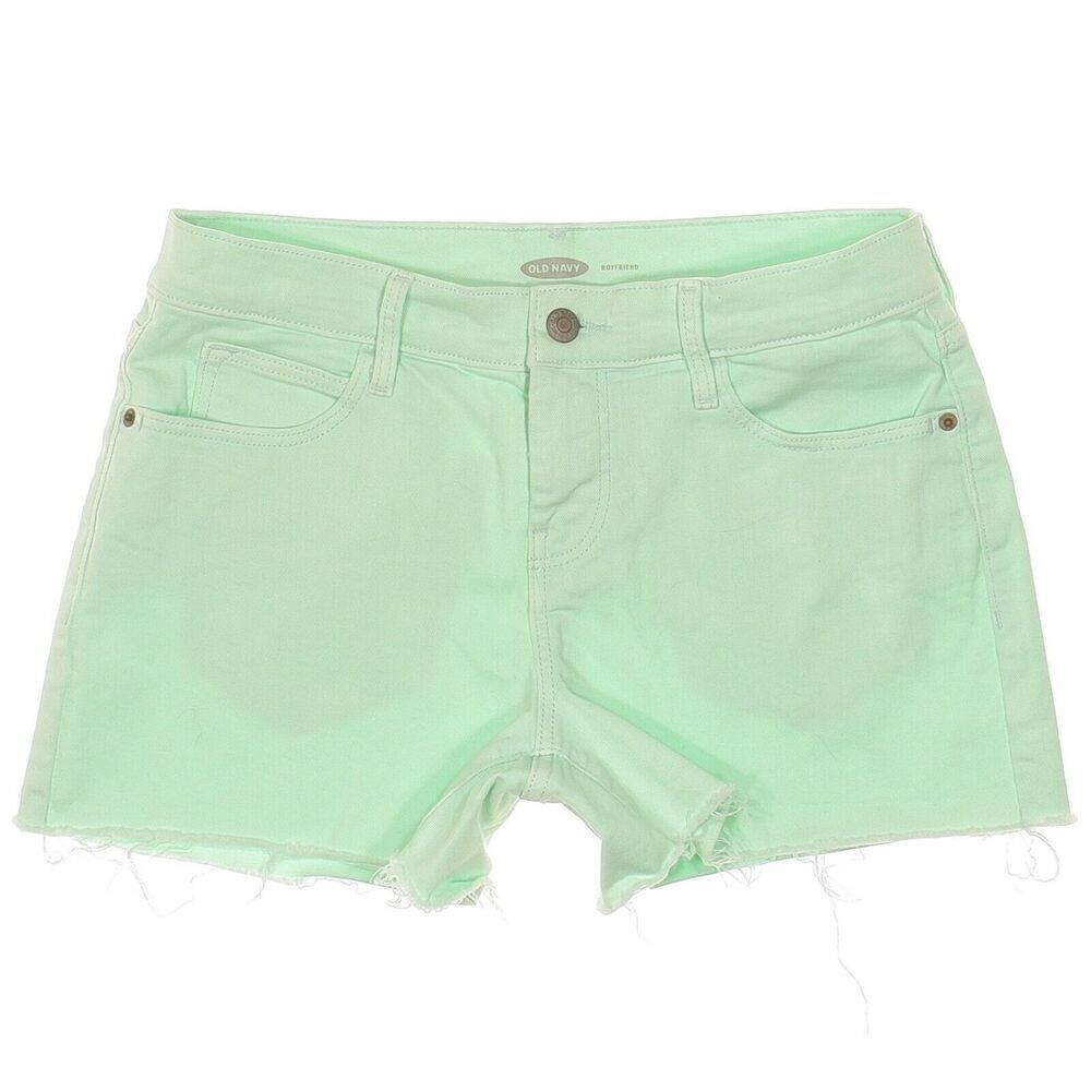 Old Navy Boyfriend Shorts Size 4 W30 Womens Mint Green Raw Hem Denim Stretch